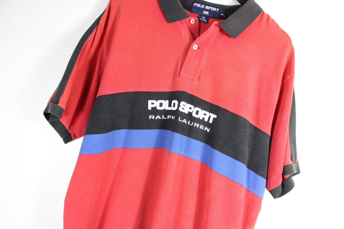 Polo-sport rugby shirt / 90s vintage ralph-lauren stripe top / hip hop clothing / streetwear