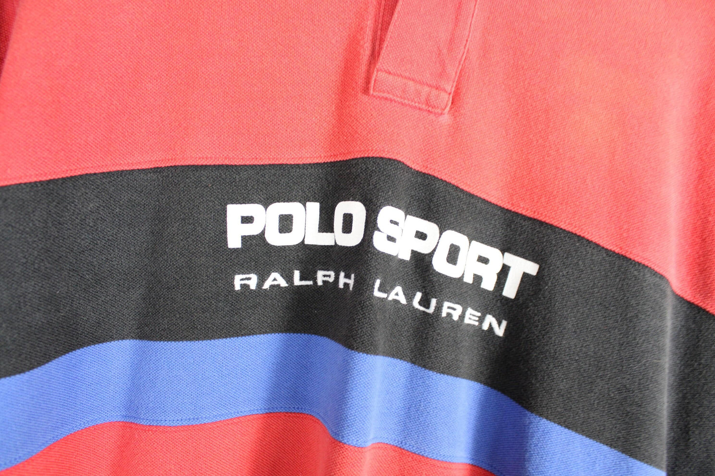 Polo-sport rugby shirt / 90s vintage ralph-lauren stripe top / hip hop clothing / streetwear