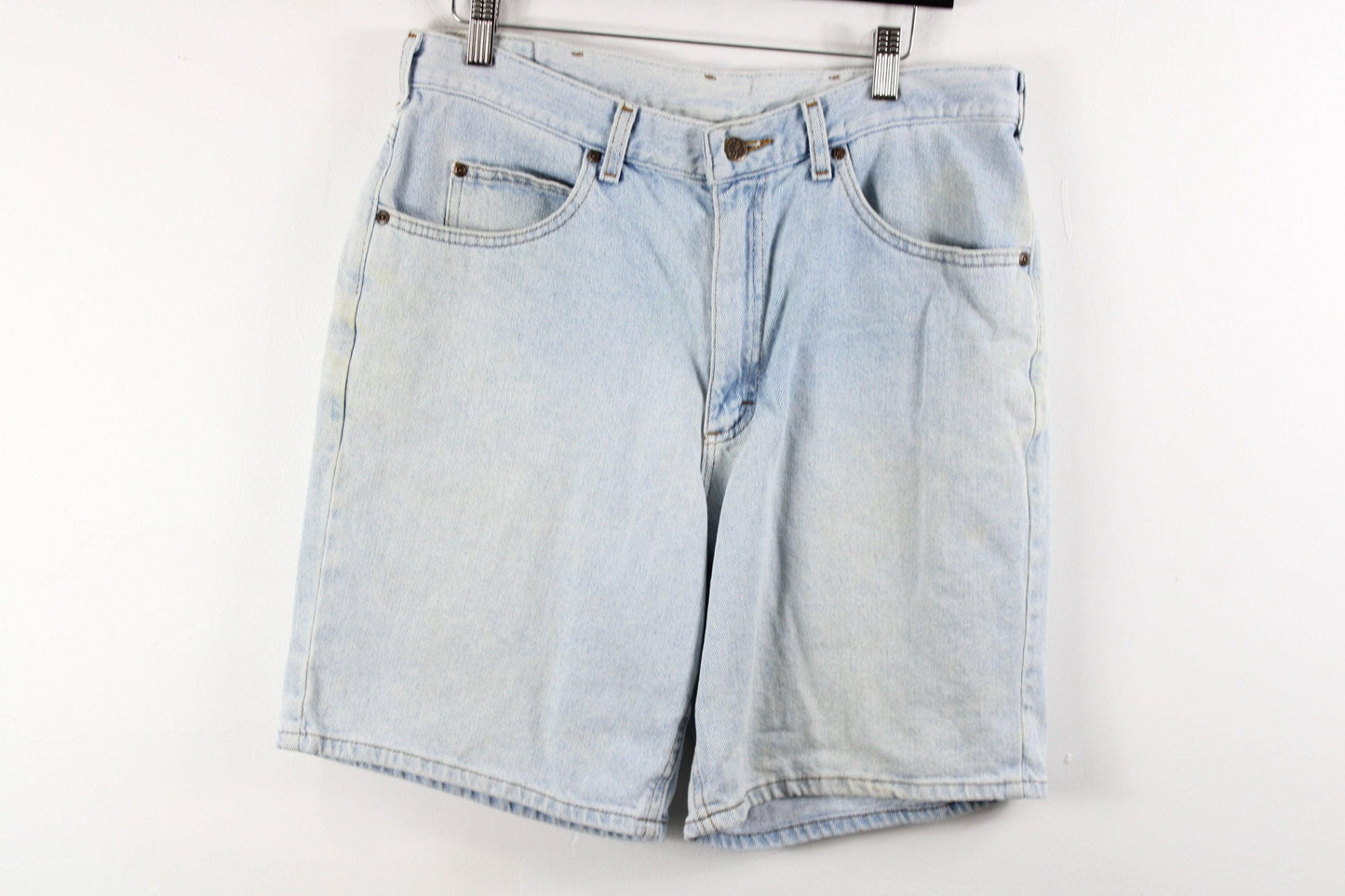 Vintage 2000s denim riders light wash shorts - high waisted, men's retro fashion, classic y2k style