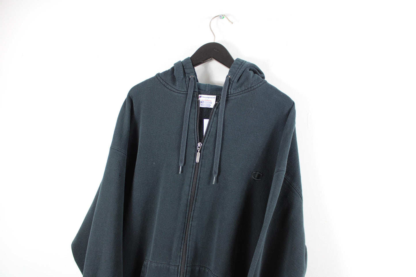 Champion Zip-Up Hoodie Sweater | Vintage Black Hooded Sweatshirt | Men's Size 3XL | Classic Full-Zip Sweatshirt