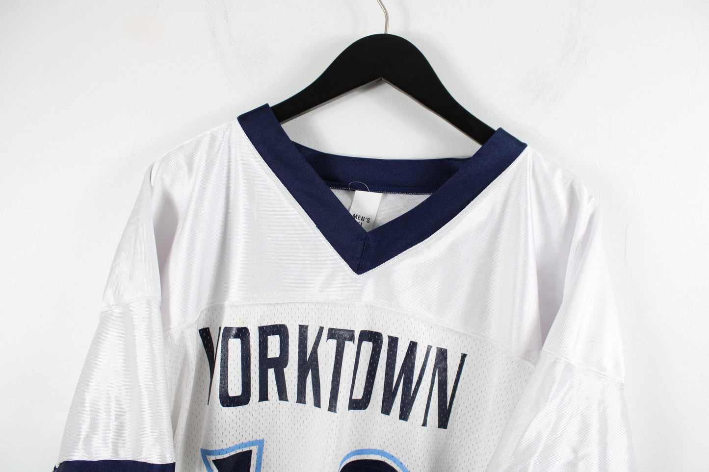 American-football jersey / vintage blue + white cotton wash shirt / 90s sports team uniform