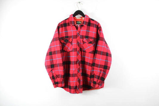 Red Plaid Lined Lumberjack Jacket | Vintage Pine-Grove Cozy Outdoor Coat