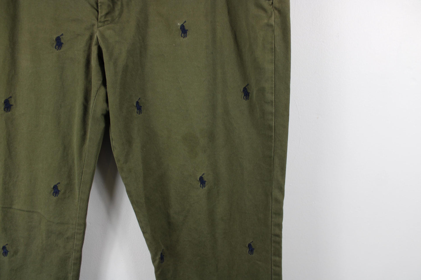 Polo Chino Monogram Pants, Classic Fit Casual Trousers, Size 36 x 32