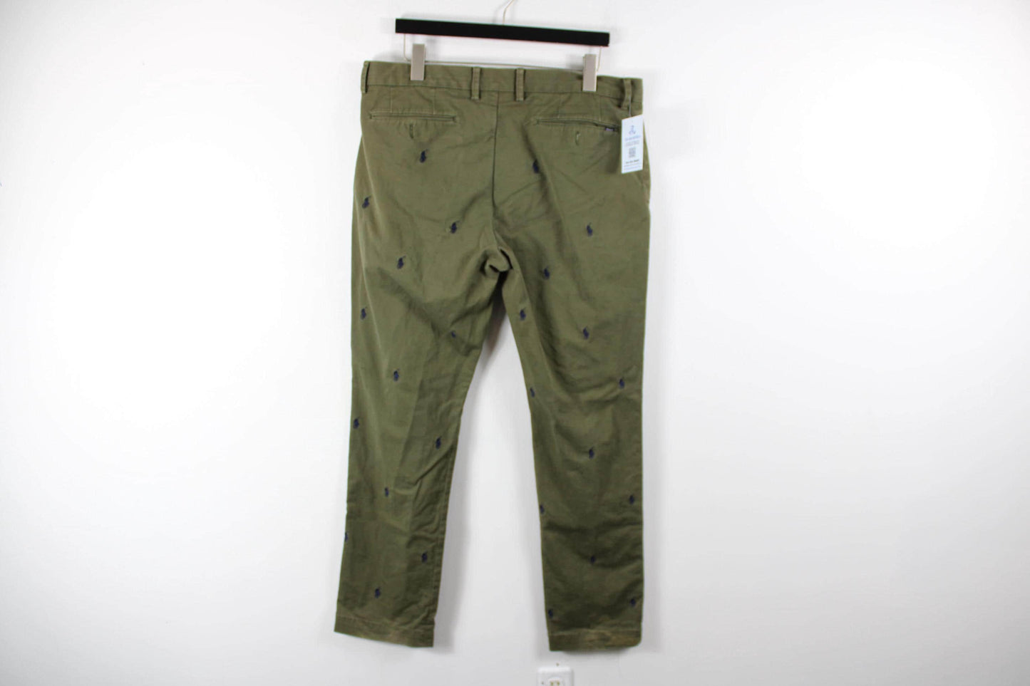 Polo Chino Monogram Pants, Classic Fit Casual Trousers, Size 36 x 32