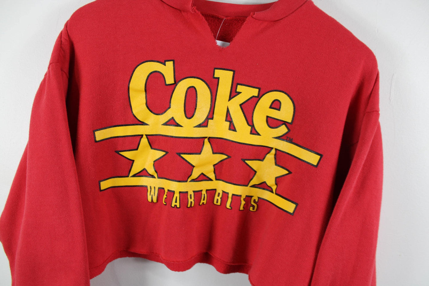 Coca-Cola Cropped Sweater - Vintage 90s Graphic Sweatshirt, Size L