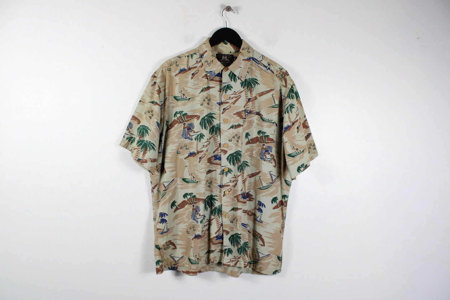 Vintage rrl ralph lauren hawaiian shirt - tropical floral print, 90s aloha camp style