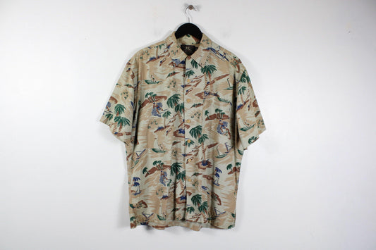 Vintage rrl ralph lauren hawaiian shirt - tropical floral print, 90s aloha camp style