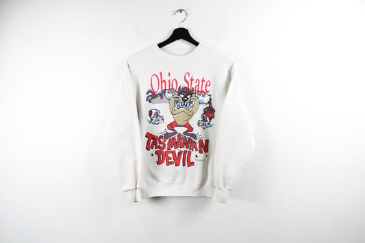 Ohio-State-Buckeyes University Looney-Tunes Sweater / Vintage NCAA Sweatshirt / 90s Embroidered Pullover Crewneck