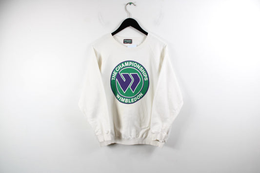 Wimbledon Tennis Sweater / Vintage Sweatshirt / 90s Embroidered Pullover Crewneck