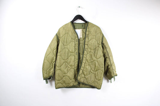 Vintage 1980s US-Army Liner Jacket / Military Quilted Green M65 Coat