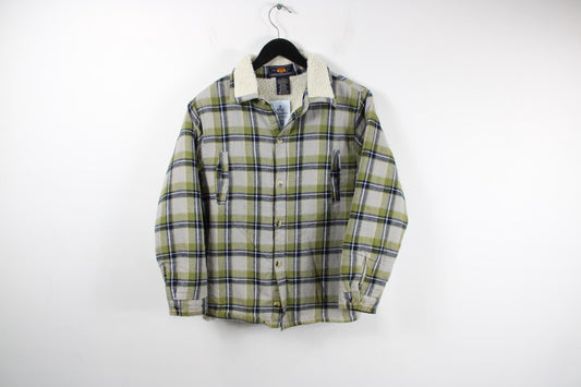 Green Plaid Lined Lumberjack Jacket | Vintage Cozy Outdoor Coat