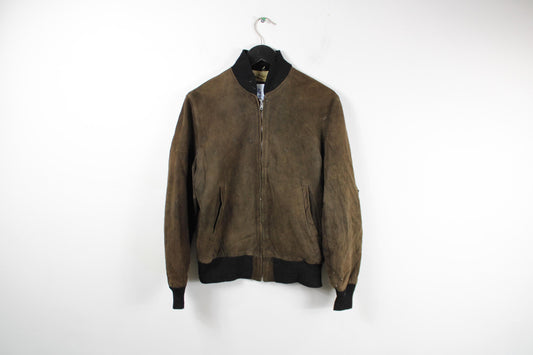 Vintage Reed Sportswear Suede Leather Jacket / Brown And Black / 1970s Clothing