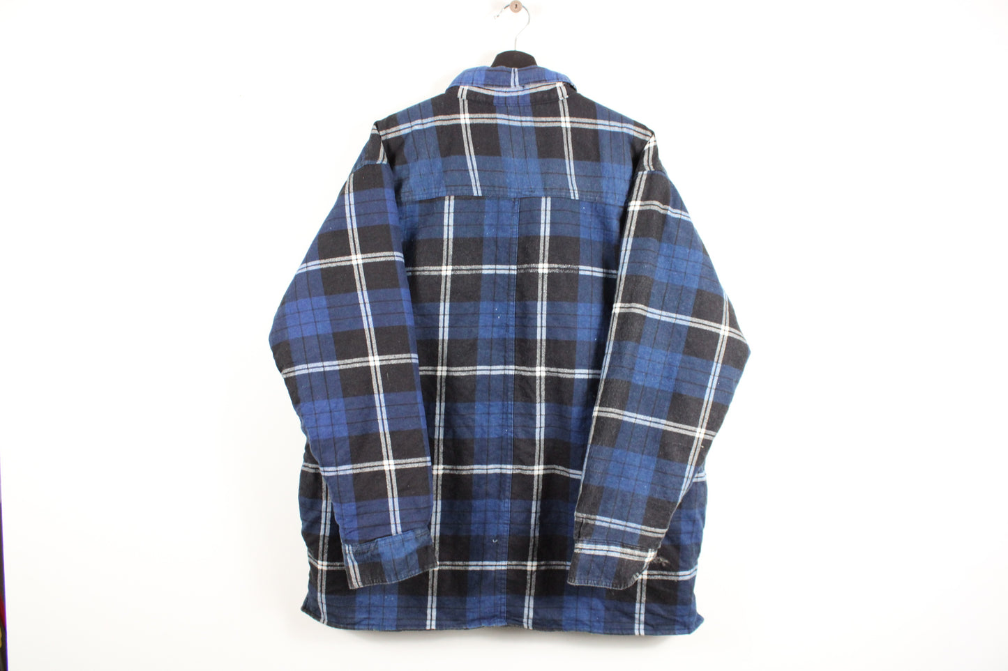 Blue Black and White Plaid Flannel Jacket