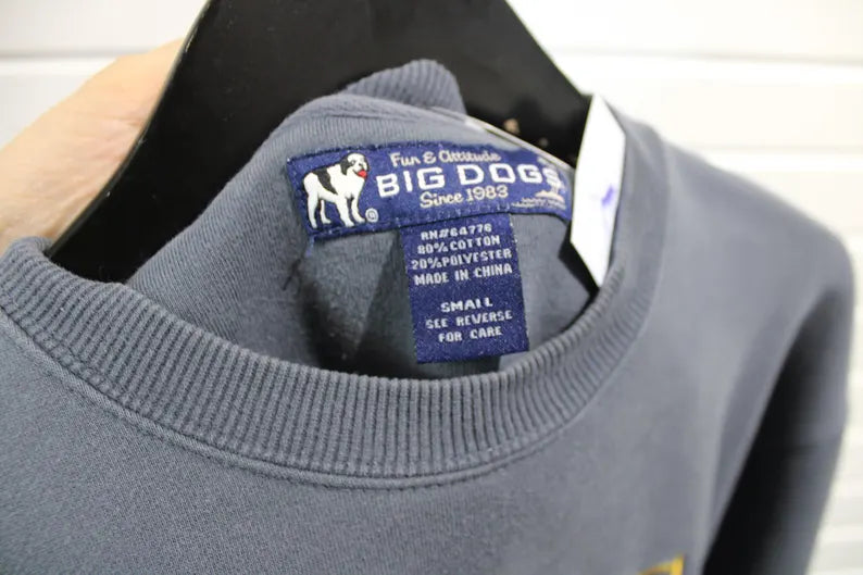 Big-Dog Teachers Crewneck Sweater | Vintage 1980s Embroidered Teacher Graphic Pullover | Classic Staff Appreciation Apparel