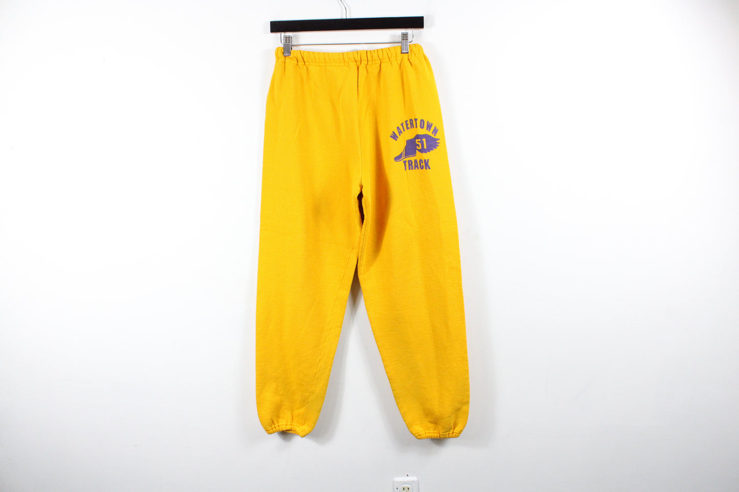 Watertown Track Hoodie Sweatpants Set | Vintage 90s Yellow Graphic Athletic Hoody & Joggers | Retro Sports Team Sweatsuit