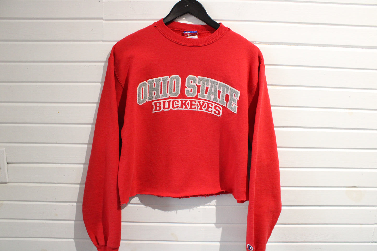 Champion Ohio-State-Buckeyes Sweatshirt | Vintage 90s Raw Hem College Crewneck | Cropped Pullover