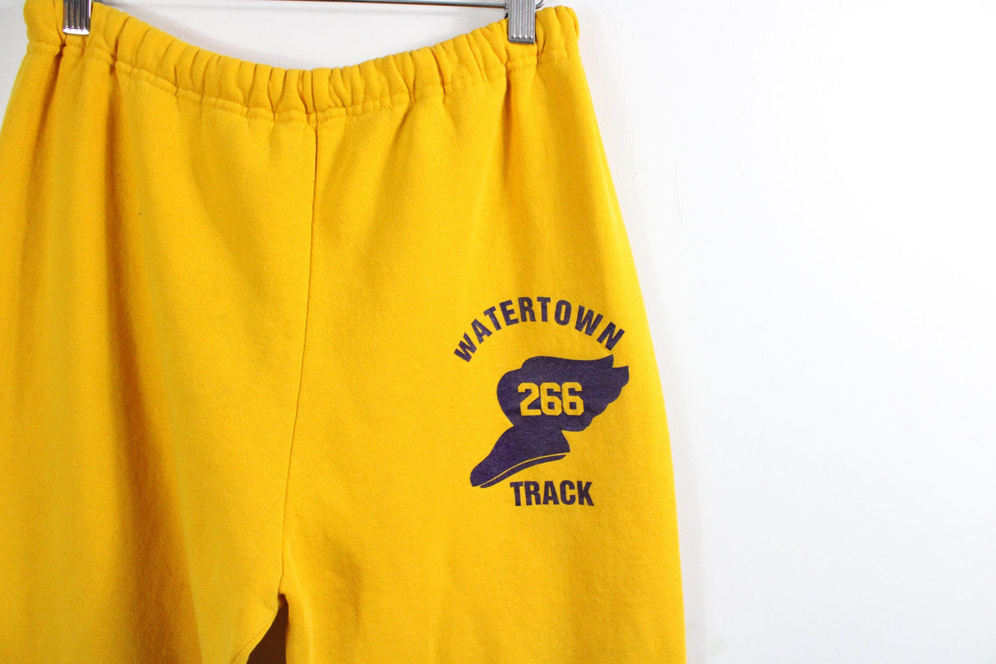 Watertown Track Suit | Vintage 80s-90 Yellow Graphic Athletic Hoodie & Sweatpants Set | Classic Sportswear