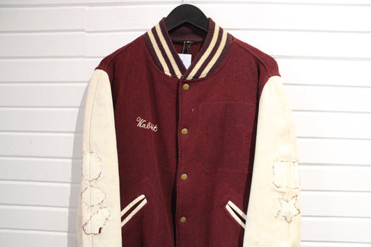 Butwin Varsity Jacket | Vintage 50s Maroon Letterman Coat Leather Sleeves | Classic Sportswear