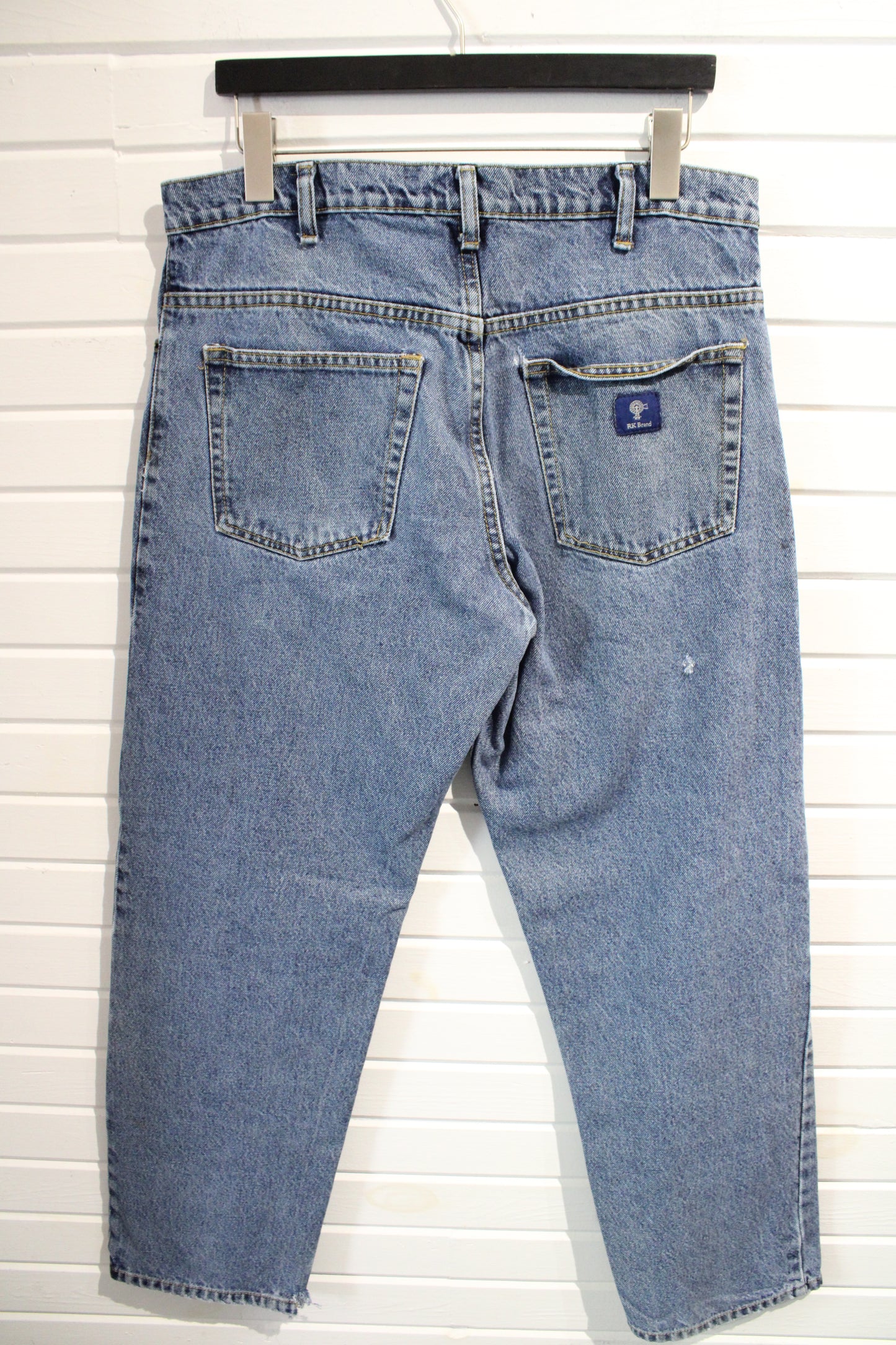 RK Brand Jeans | Vintage 1990s Distressed Blue Denim Pants | Classic Straight Fit Jeans