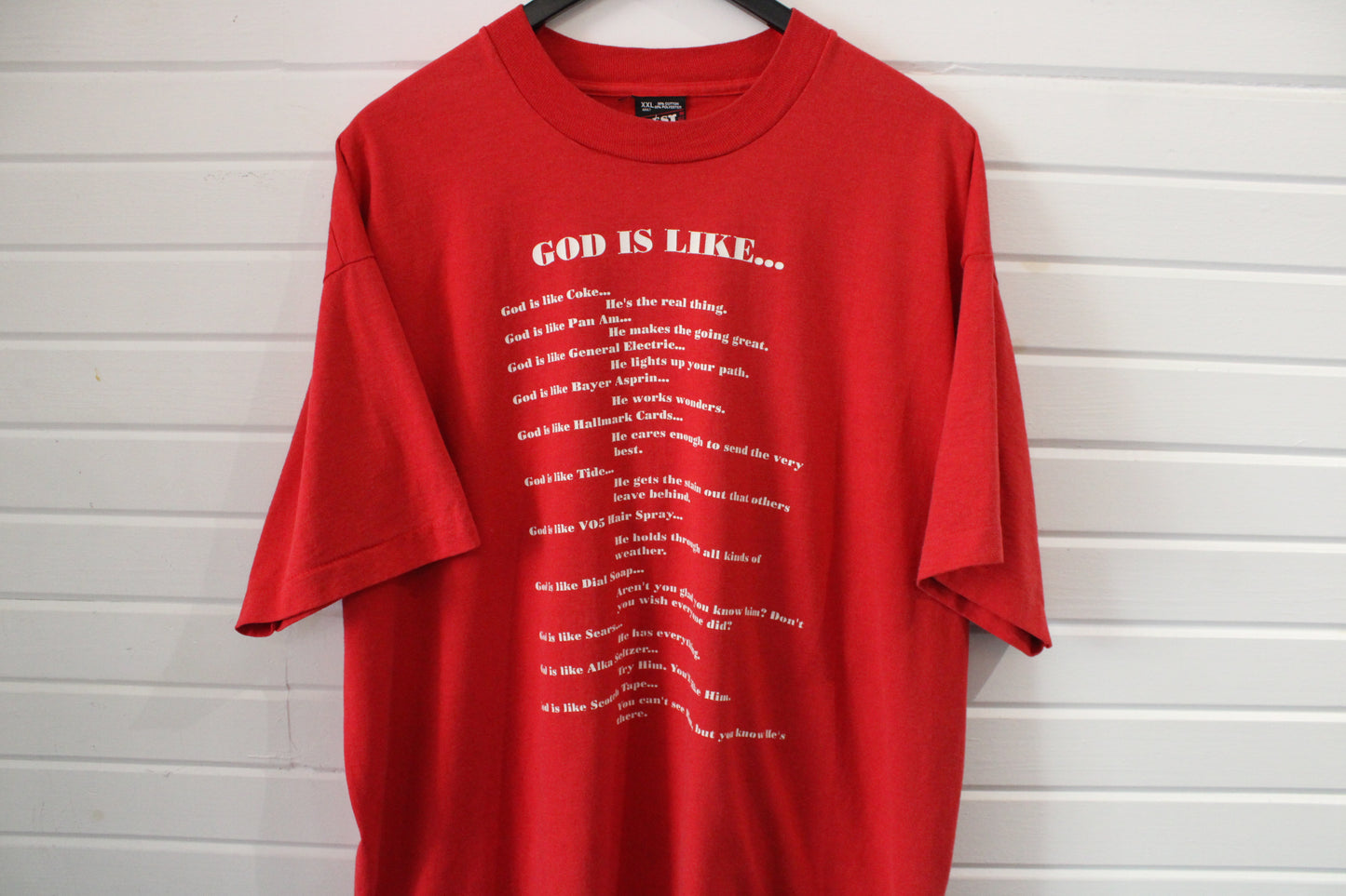 God-Is-Like Graphic T-Shirt | Vintage Religious Faith Verse Tee | Inspirational Quote Red Shirt