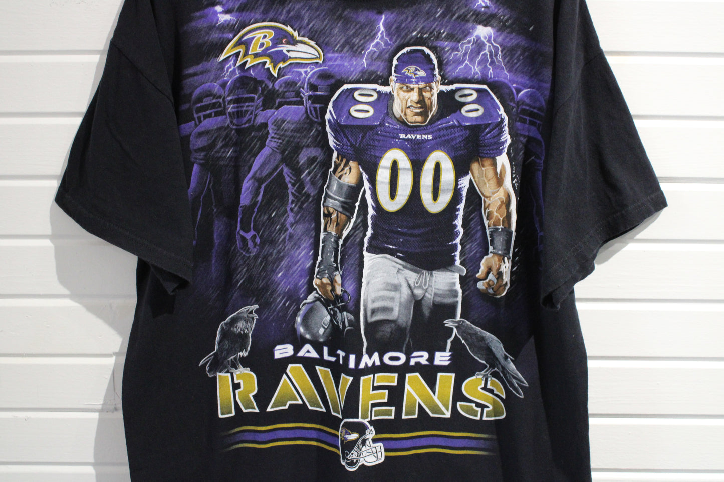 Baltimore-Ravens T-Shirt | Vintage NFL Football Graphic Tee | Purple Lightning Player Print | Fan Apparel