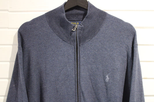 Polo Ralph-Lauren Full-Zip Sweater | Vintage Classic Knit Bomber Zip-Up | Pima Cotton Casualwear