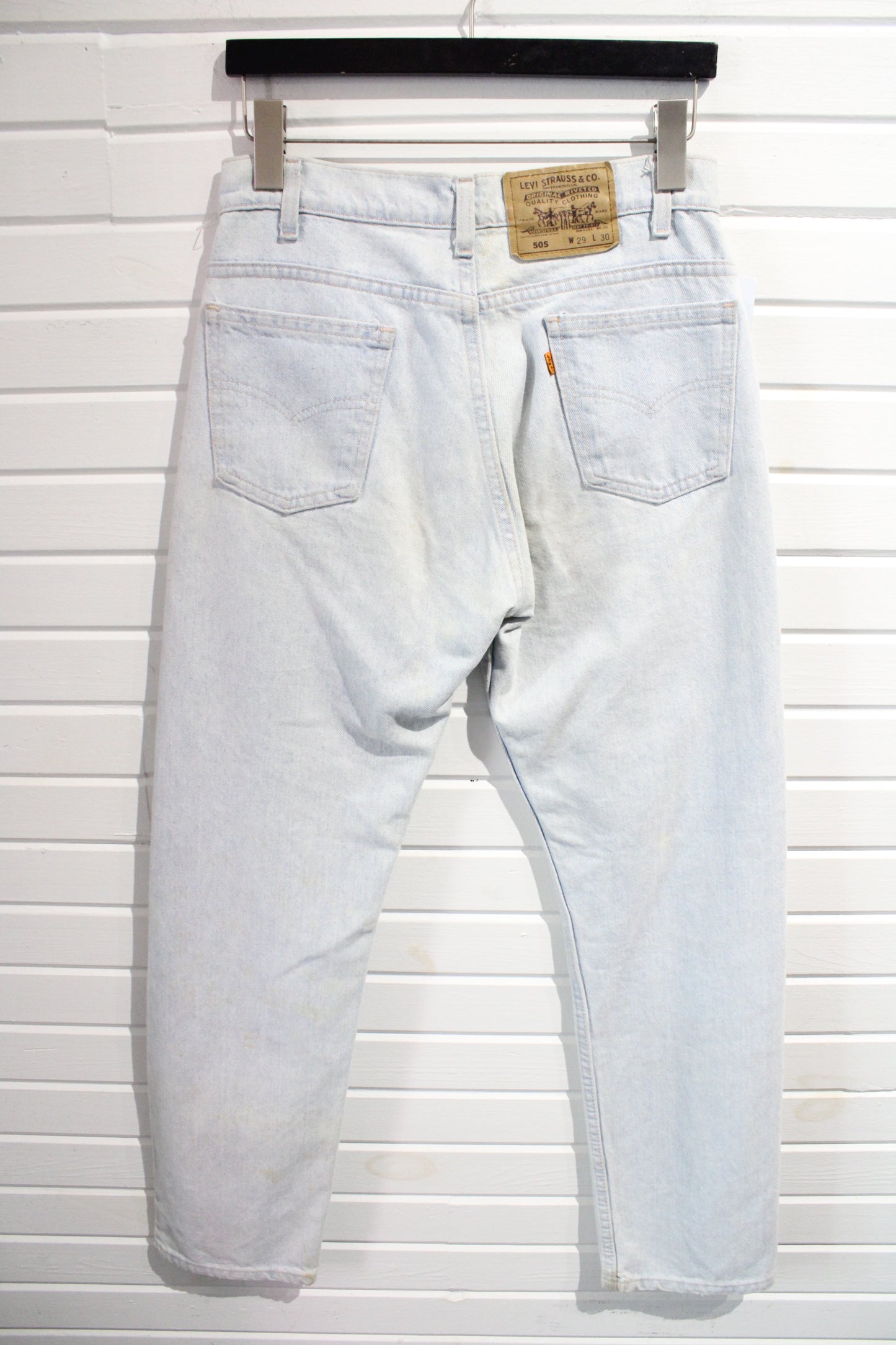 Levi's 505 Jeans / Vintage Light Wash Denim Trouser / 80s / Classic Straight Leg / Size 29x30