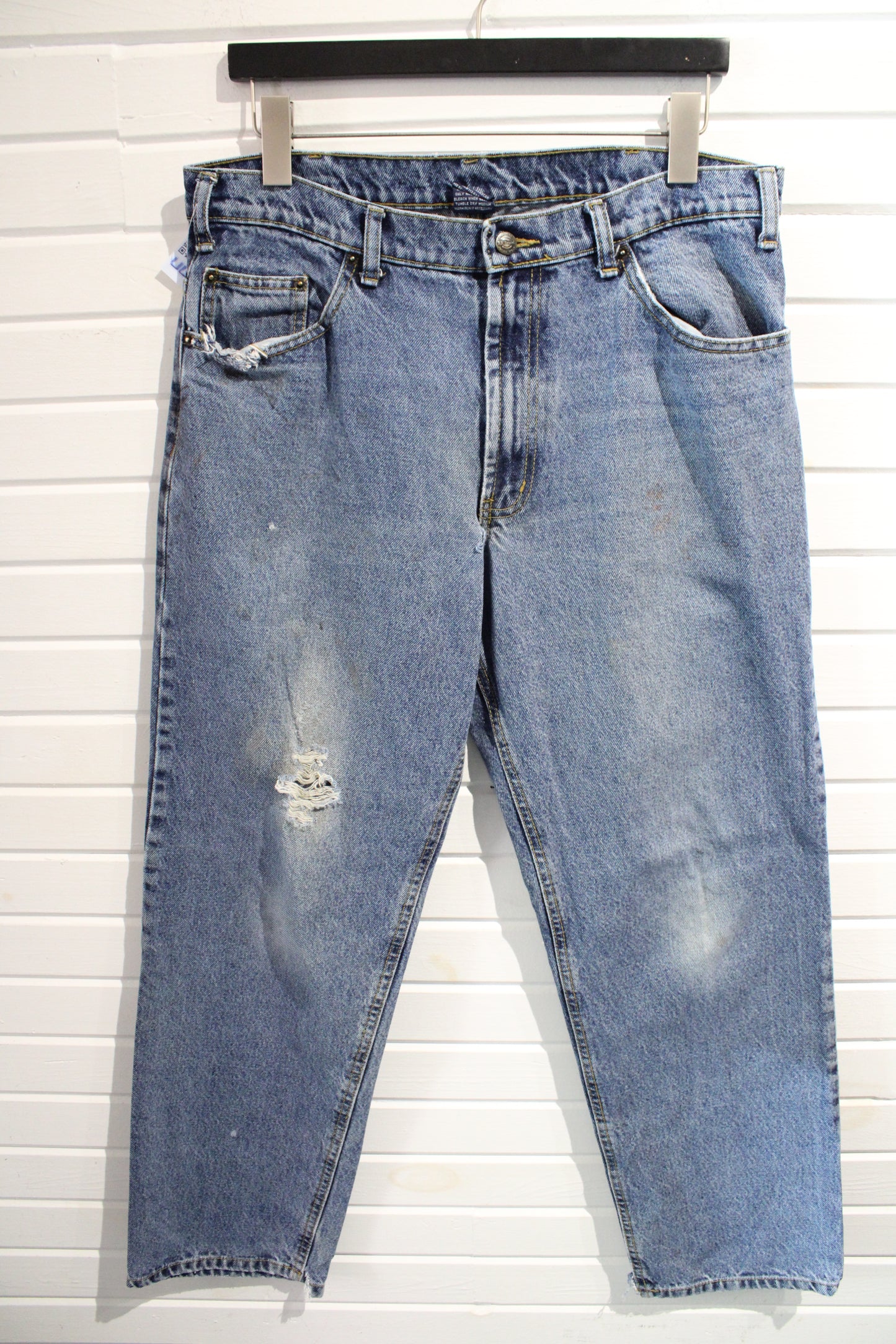 RK Brand Jeans | Vintage 1990s Distressed Blue Denim Pants | Classic Straight Fit Jeans