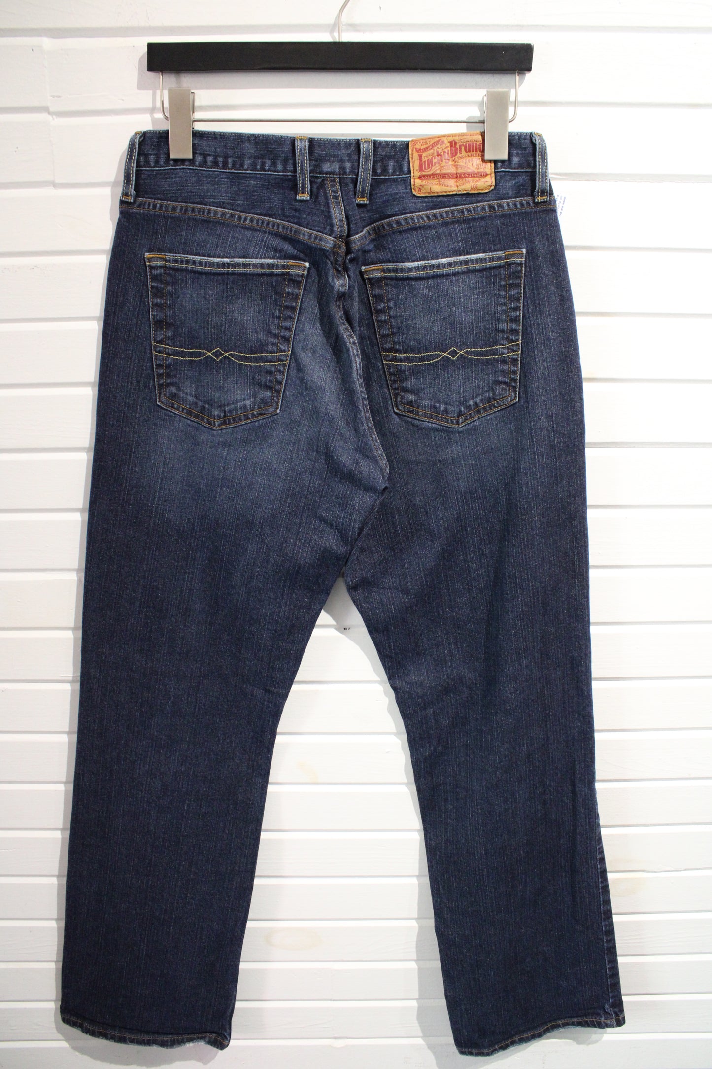 Lucky-Brand Dungarees Jeans | Vintage 2000s Bootcut Denim Pants | Classic Dark Blue Casualwear