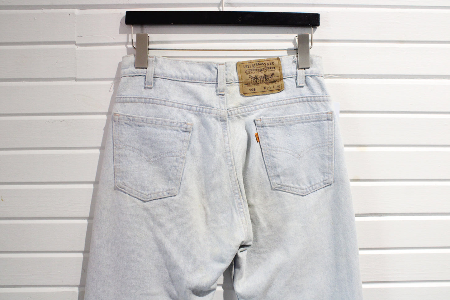 Levi's 505 Jeans / Vintage Light Wash Denim Trouser / 80s / Classic Straight Leg / Size 29x30