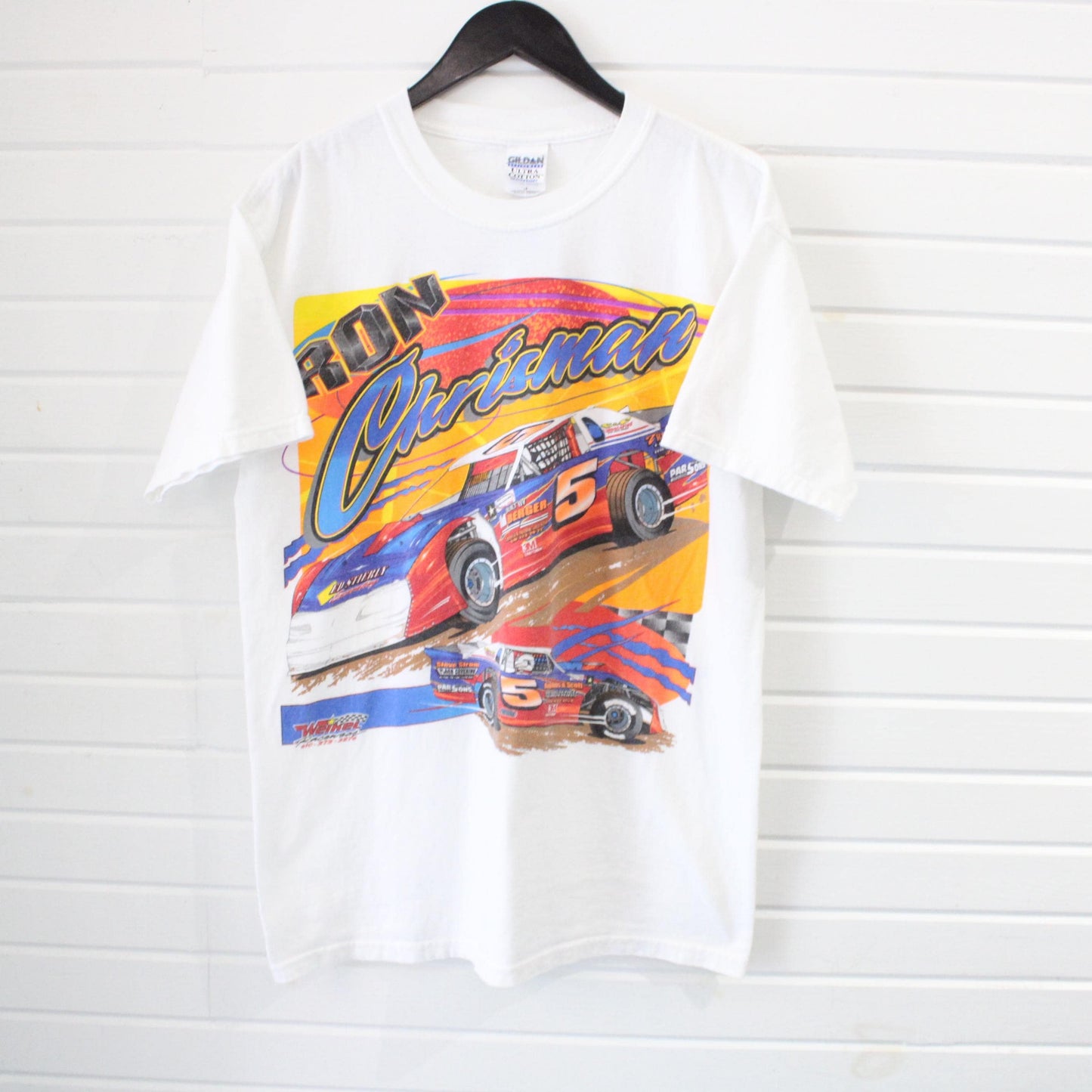 Ron Chrisman Racing T-Shirt | Vintage 90s Stock Car Graphic Tee | Racing Fan Collectible