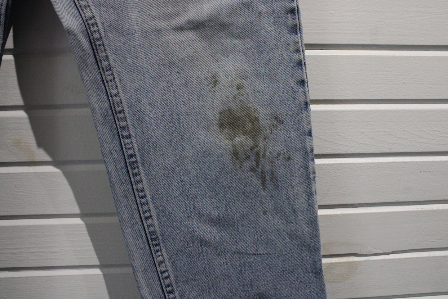 Wrangler Jeans | Vintage 1990s Light Wash Relaxed Fit Denim Pants | Distressed Straight Leg Jeans