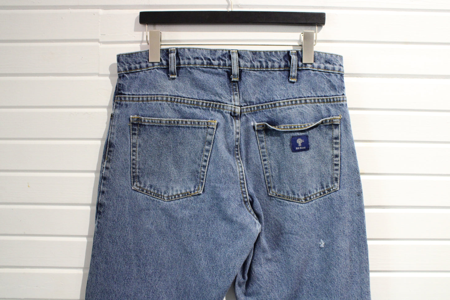 RK Brand Jeans | Vintage 1990s Distressed Blue Denim Pants | Classic Straight Fit Jeans