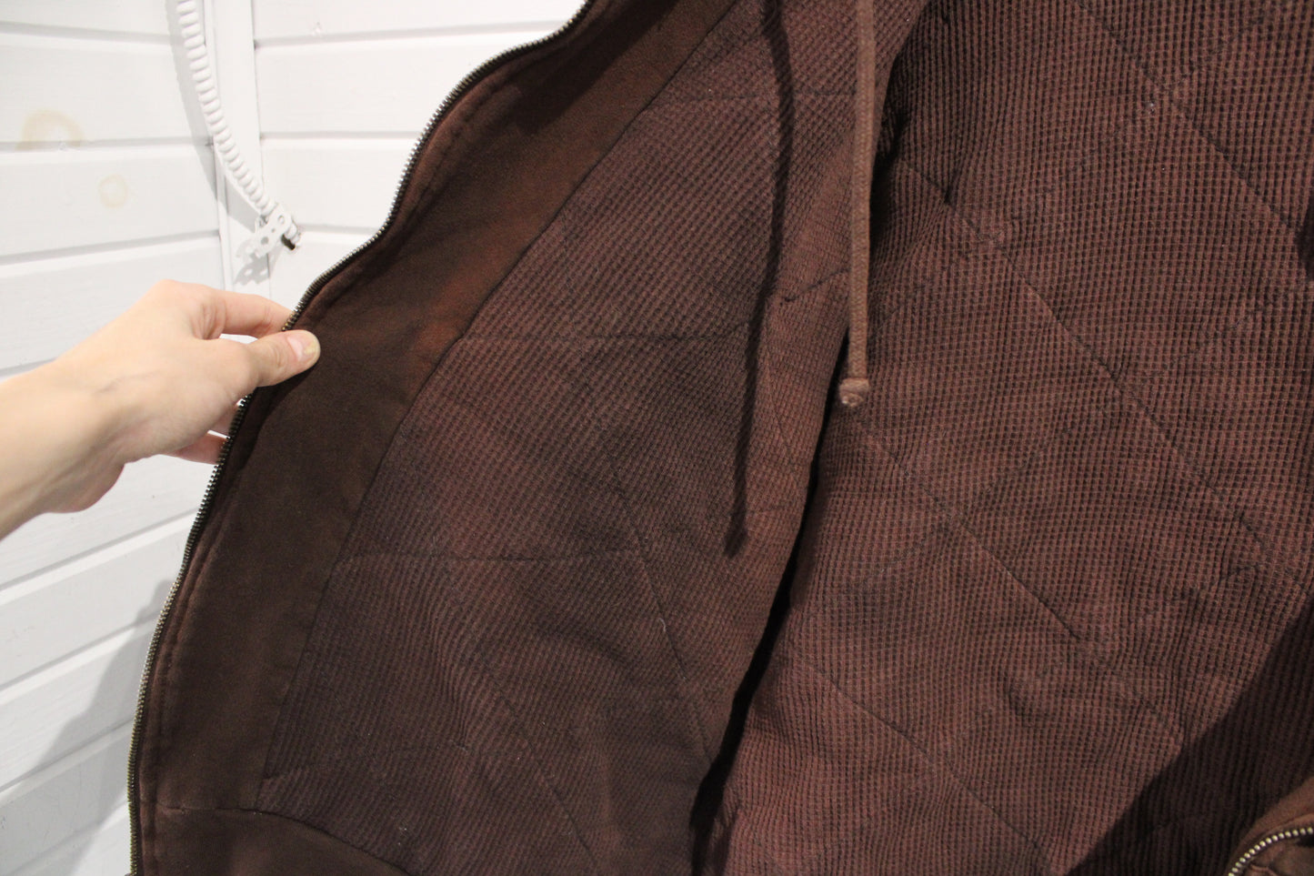 BTC Hooded Work Jacket | Vintage 1990s Brown Zip-Up Outerwear | Heavyweight Winter Coat