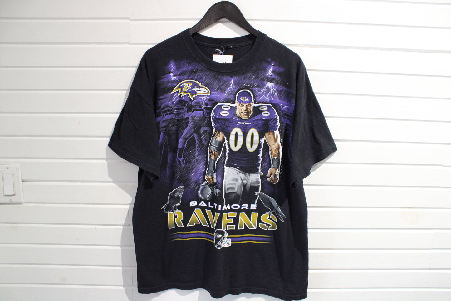 Baltimore-Ravens T-Shirt | Vintage NFL Football Graphic Tee | Purple Lightning Player Print | Fan Apparel
