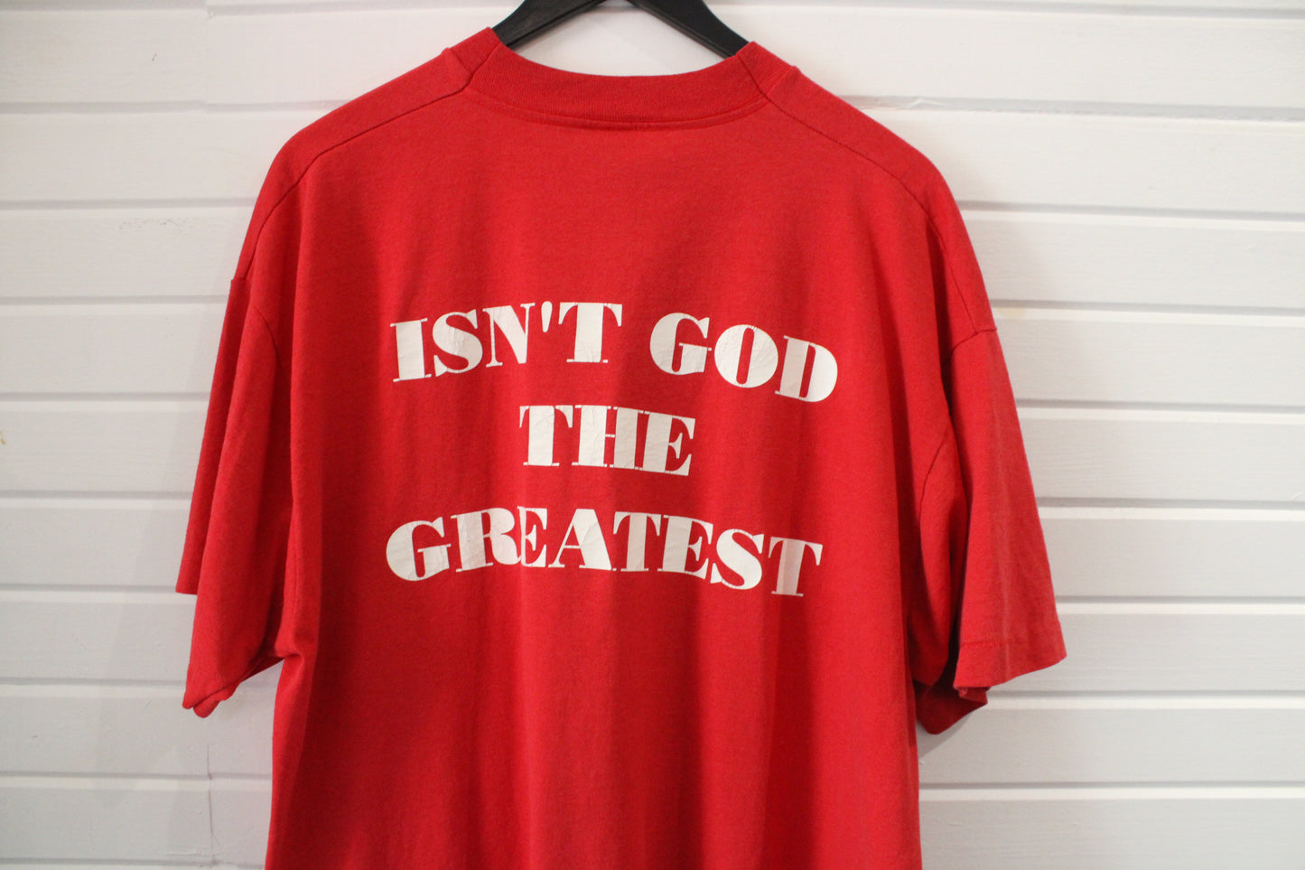 God-Is-Like Graphic T-Shirt | Vintage Religious Faith Verse Tee | Inspirational Quote Red Shirt