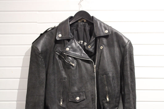 Midnight Ride Motorcycle Jacket | Vintage 1980s Biker Black Leather Jacket | Classic Moto Outerwear