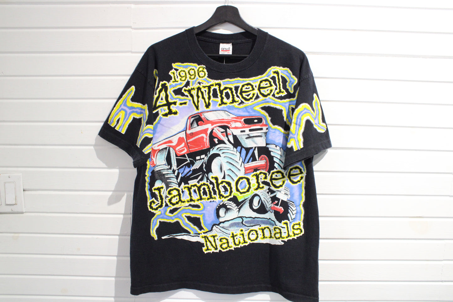 Vintage 4-Wheel Jamboree Nationals T-Shirt | 1996 Monster Truck Graphic Tee | Racing Event Collectible