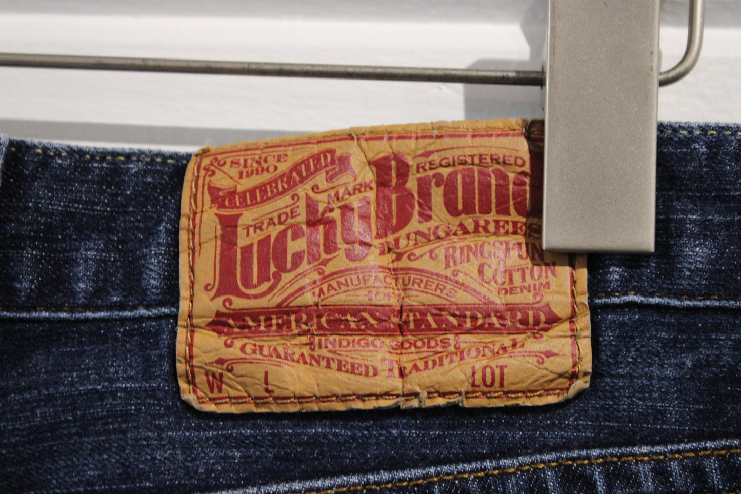 Lucky-Brand Dungarees Jeans | Vintage 2000s Bootcut Denim Pants | Classic Dark Blue Casualwear