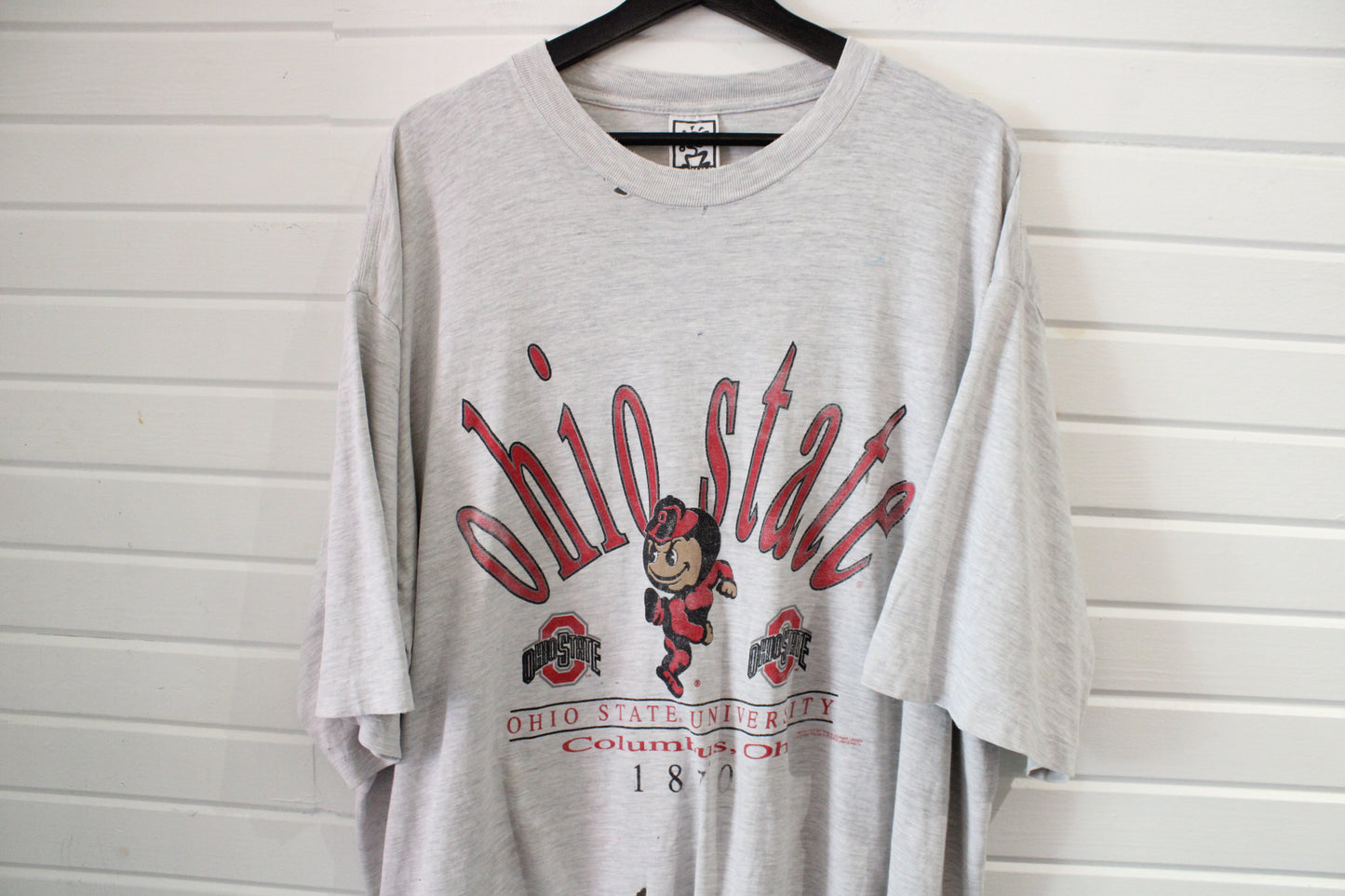 Ohio-State University T-Shirt | Vintage 90s College Mascot Graphic Tee | Columbus Ohio Buckeyes Fan Shirt