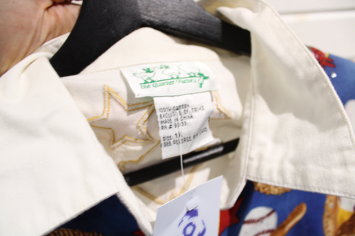 Quacker-Factory Baseball Shirt | Vintage 1990s Sports-Themed Button-Up Shirt | Novelty Embroidered Casual Wear