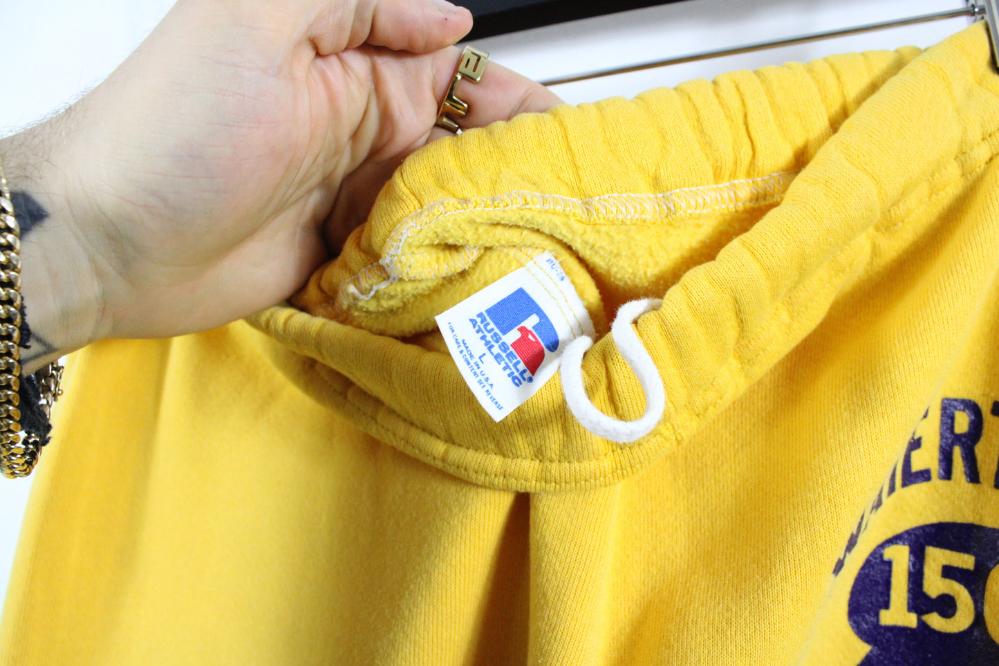 Watertown Track Hoodie And Sweatpants Set | Vintage 90s Varsity Athletic Yellow Tracksuit | Classic Sportswear