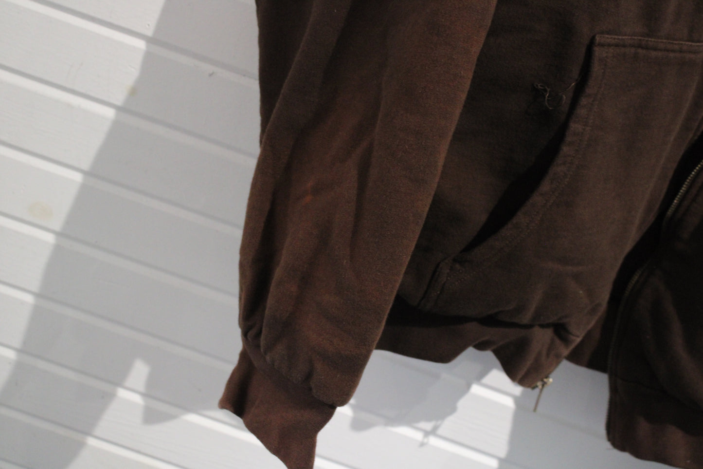 BTC Hooded Work Jacket | Vintage 1990s Brown Zip-Up Outerwear | Heavyweight Winter Coat