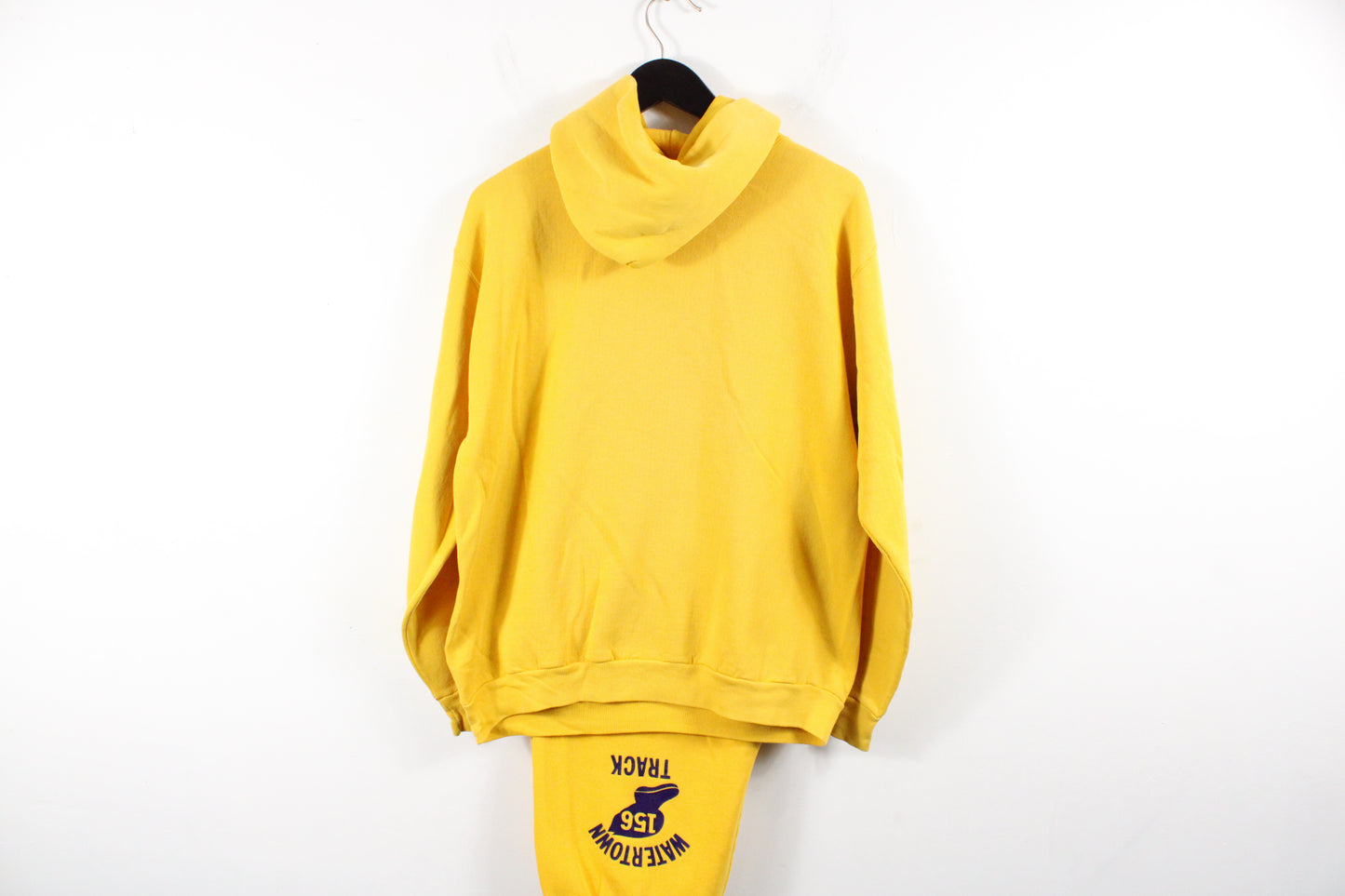 Watertown Track Hoodie And Sweatpants Set | Vintage 90s Varsity Athletic Yellow Tracksuit | Classic Sportswear