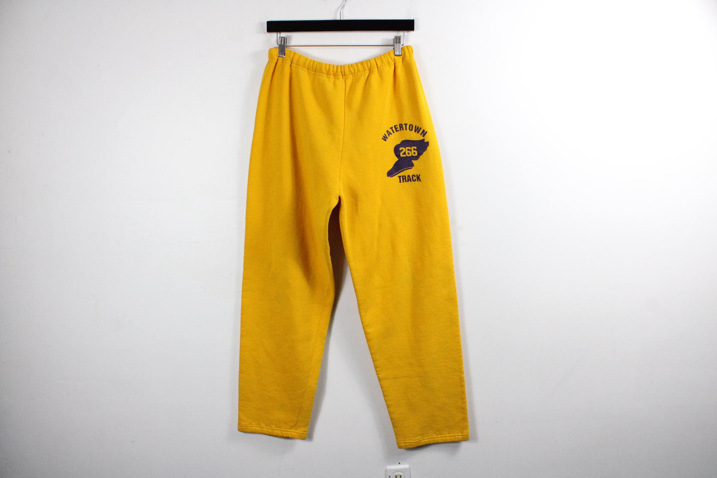 Watertown Track Suit | Vintage 80s-90 Yellow Graphic Athletic Hoodie & Sweatpants Set | Classic Sportswear