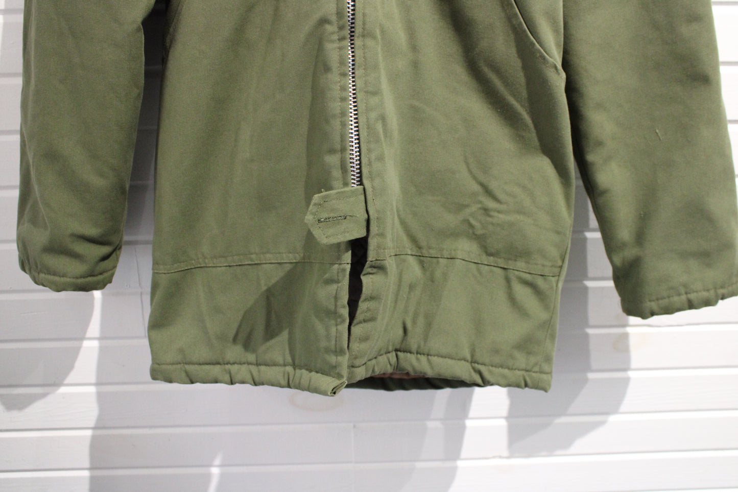 Rice-Sportswear Parka Jacket | Vintage 1970s Sherpa-Lined Hooded Coat | Heavy Outdoor Utility Green