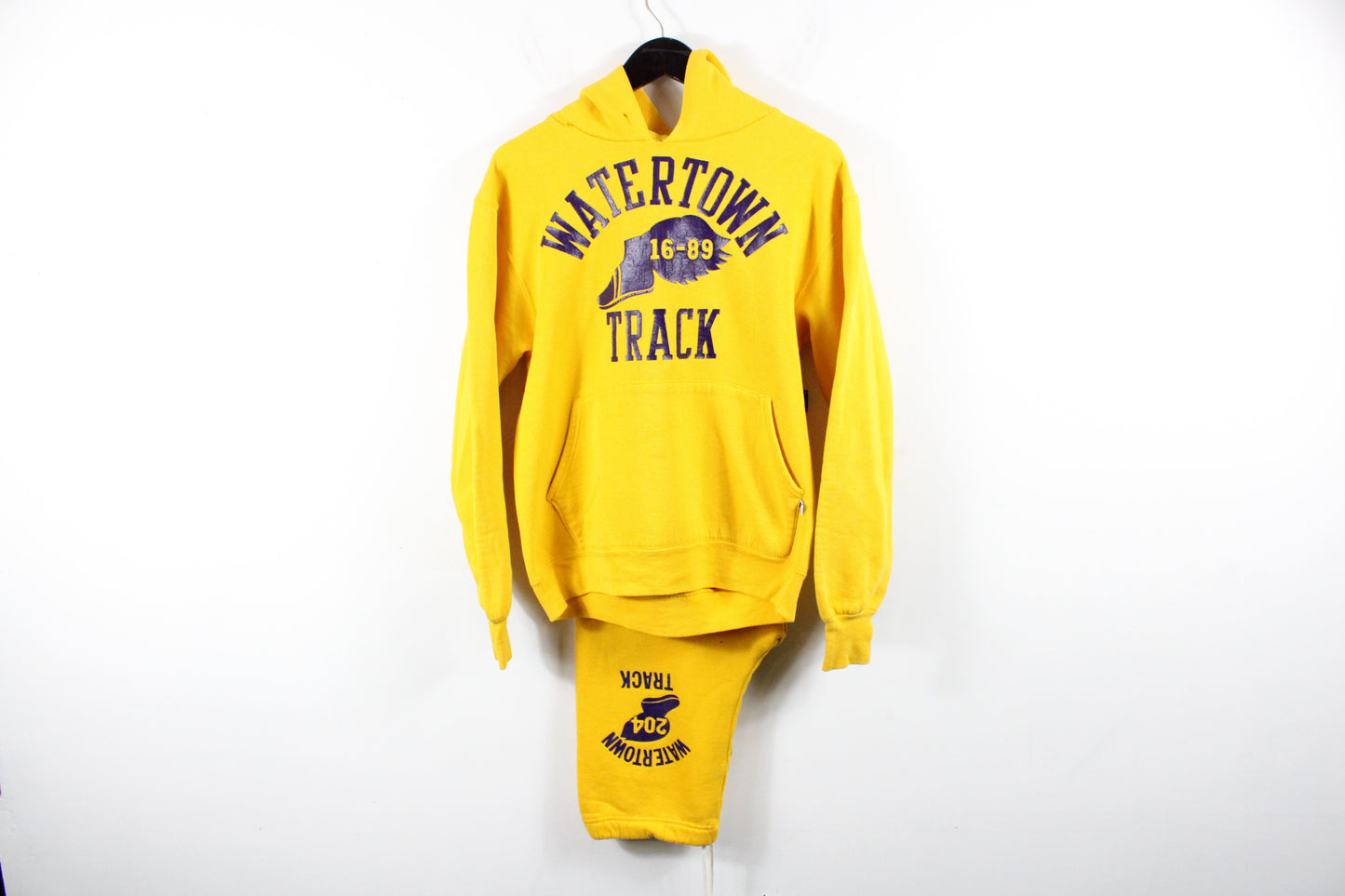 Watertown Track Hoodie & Pants Set | Vintage 80s Athletic Gold Sweat Suit | Bold Graphic Sportswear