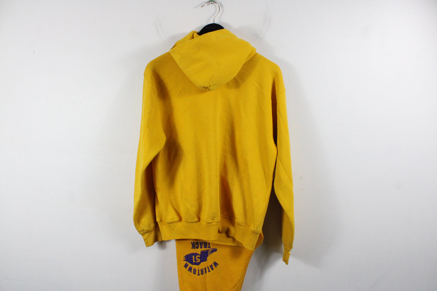 Watertown Track Hoodie Sweatpants Set | Vintage 90s Yellow Graphic Athletic Hoody & Joggers | Retro Sports Team Sweatsuit