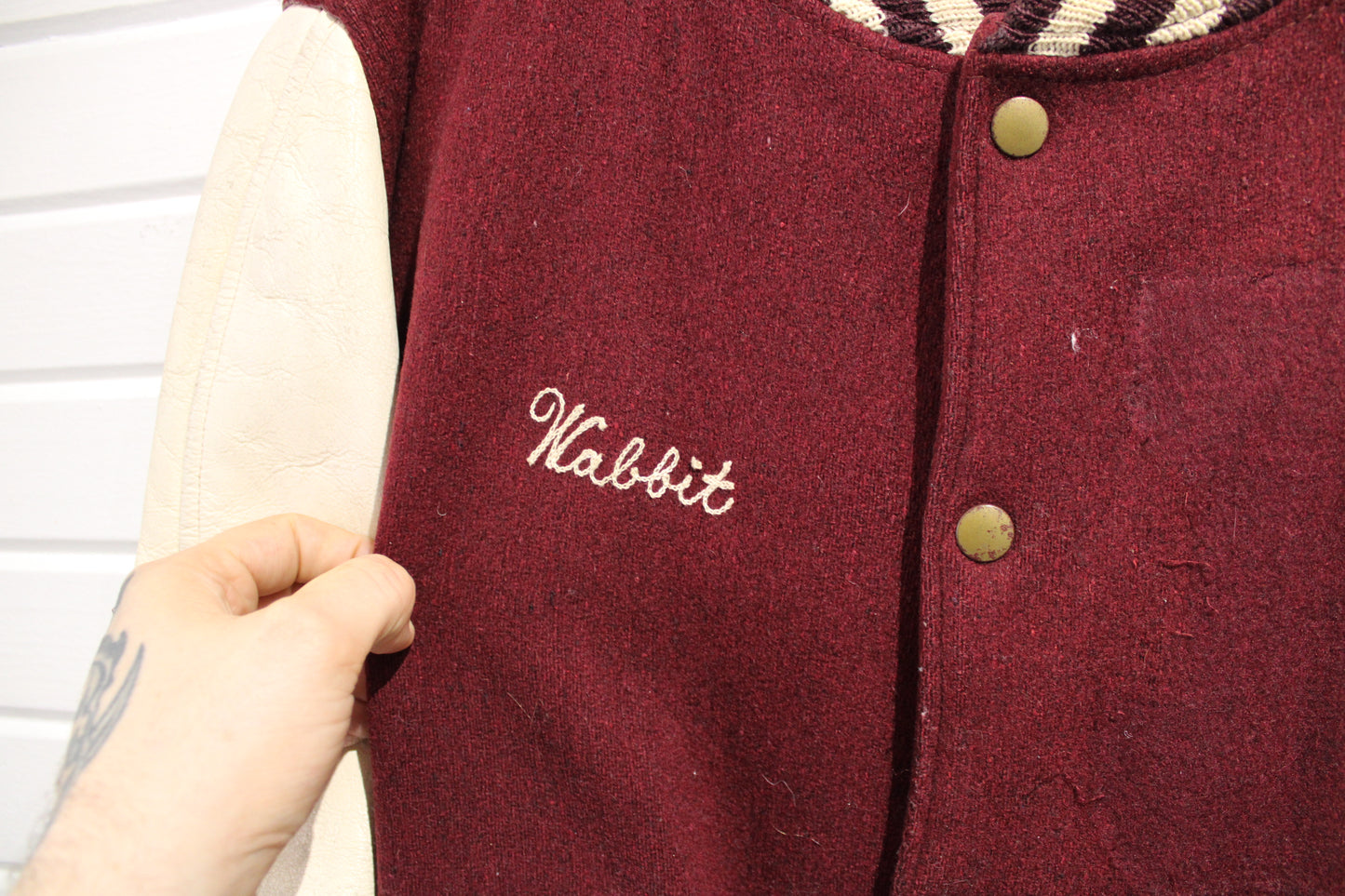 Butwin Varsity Jacket | Vintage 50s Maroon Letterman Coat Leather Sleeves | Classic Sportswear