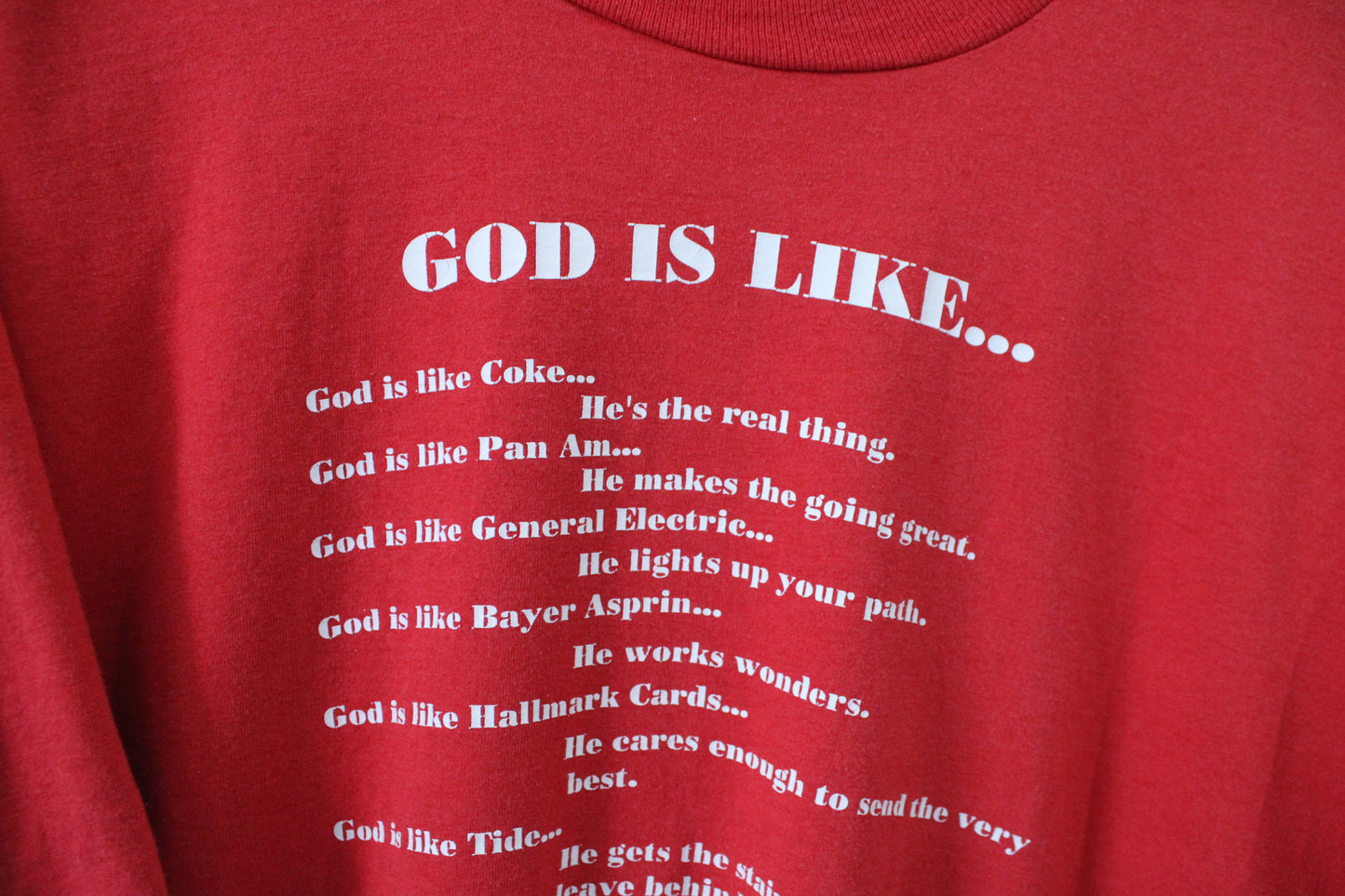 God-Is-Like Graphic T-Shirt | Vintage Religious Faith Verse Tee | Inspirational Quote Red Shirt